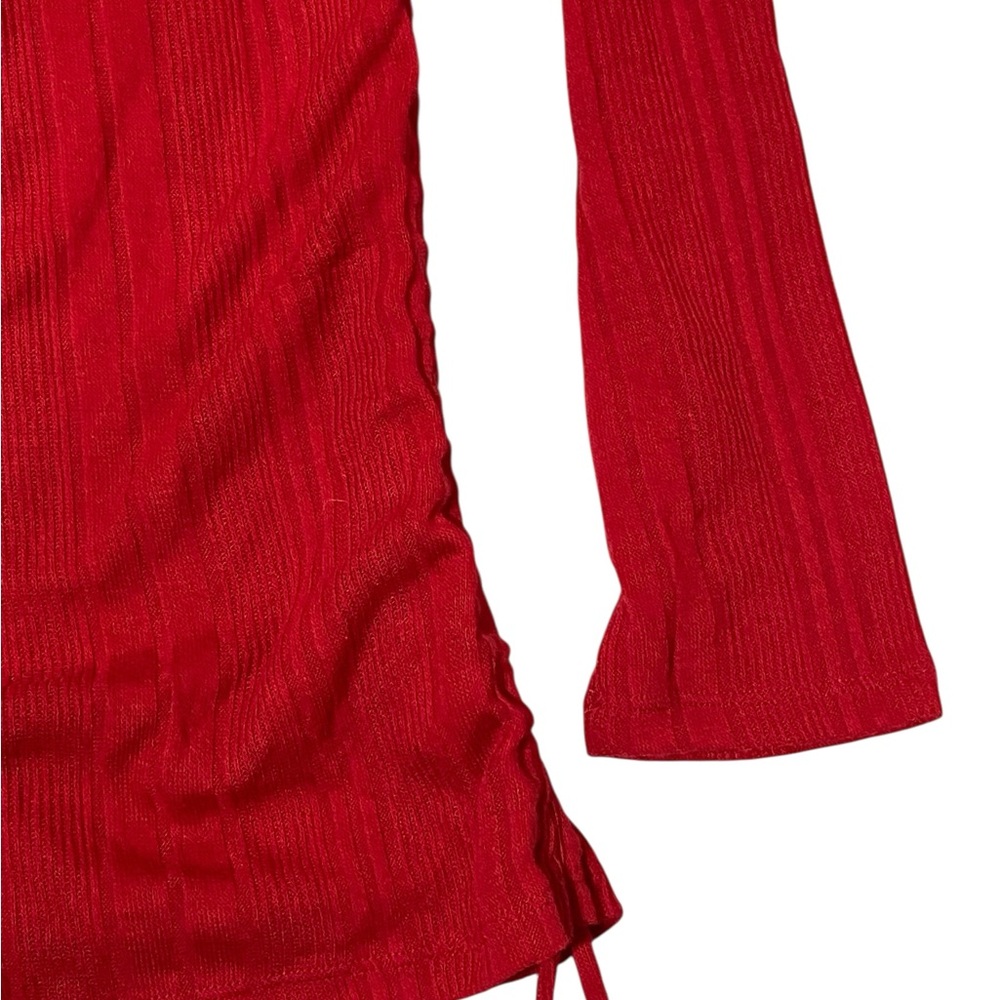Revamped Crimson Long Sleeve Top Scoop Style Ruched of Shoulder Small - Picture 5 of 11